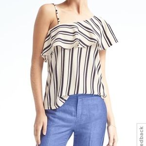 Adorable Banana Republic One Shoulder Stripped Top